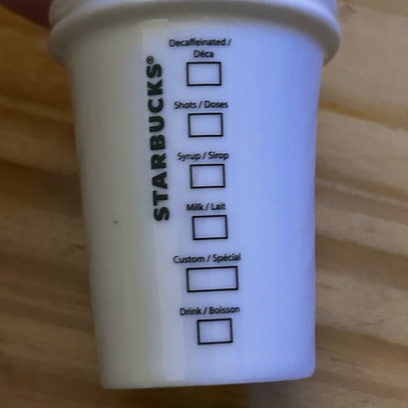 Starbucks 2014 Holiday White and Green Cup Ceramic Christmas Ornament - Picture 2 of 3